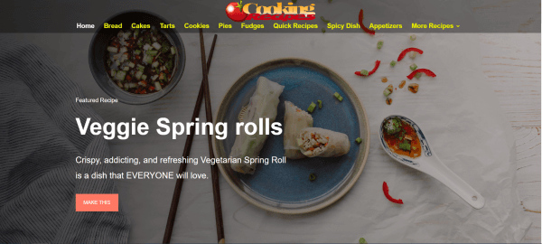 Cooking Recipes WordPress Website Pulls articles automatically