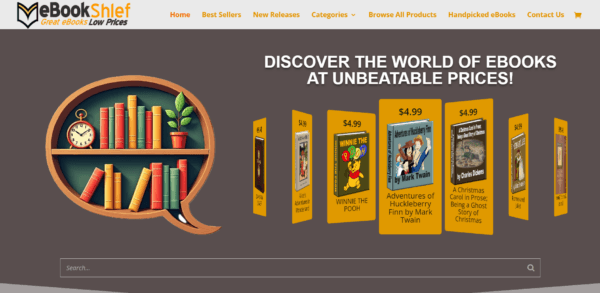 eBook Shelf Store WordPress website