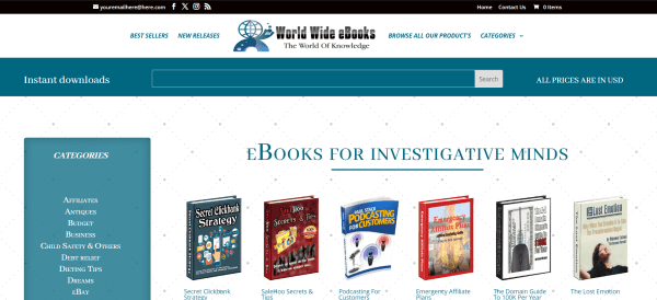 World Wide eBooks Store  WordPress website