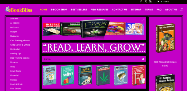 eBook Bliss Store WordPress website