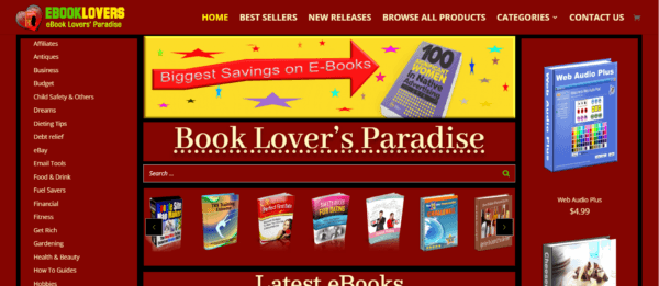 eBook Lovers Store WordPress website