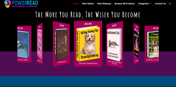 eBook Store "Power read" WordPress website with WooCommerce