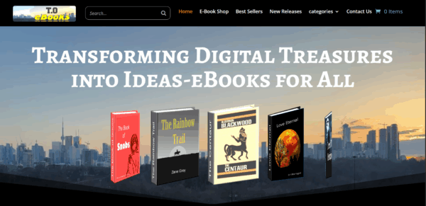 T.O eBooks Store WordPress website "OVER 300 EBOOKS"